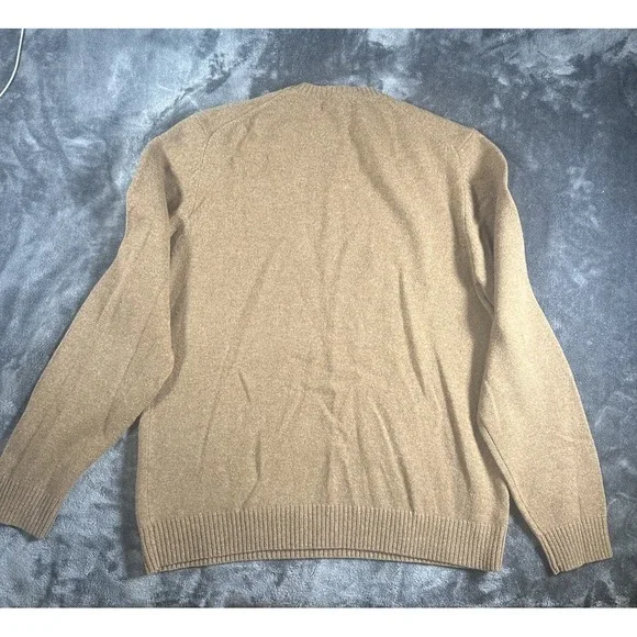 Vtg Brooks Brothers 100% Lambswool Sweater Men's LARGE Tan V-Neck USA Gorpcore - Picture 6 of 10